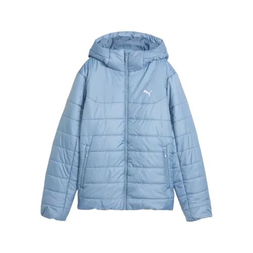 PUMA ESSENTIALS Jackets Women's Light Blue Hooded Thickened Other