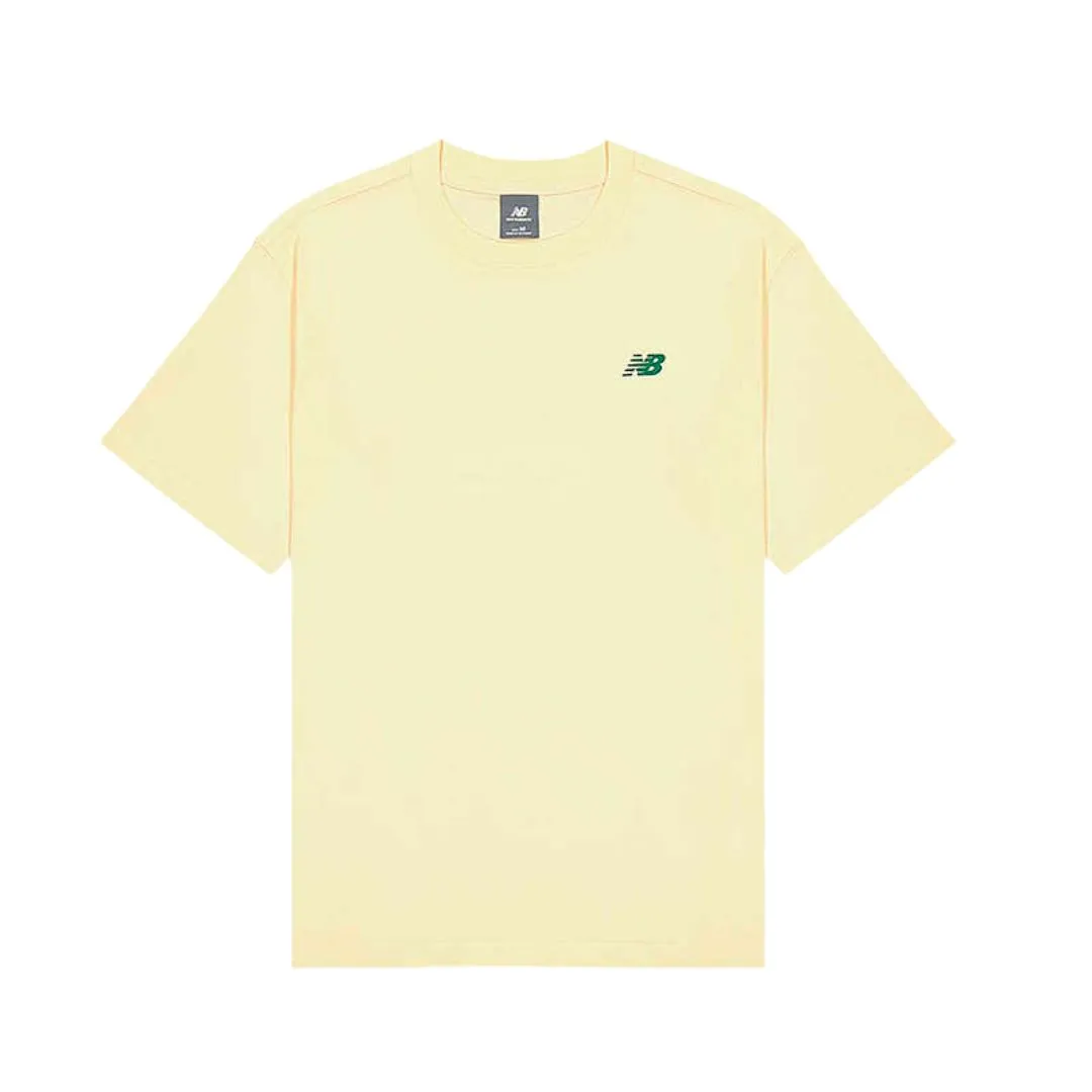 New Balance T-Shirts Men's Light Yellow Crew Neck Moderate Straight Fit