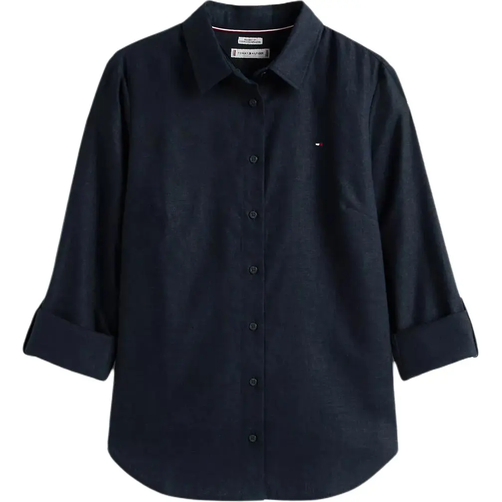 Tommy Hilfiger Shirts Women's Marine Blue Wide-spread Collar