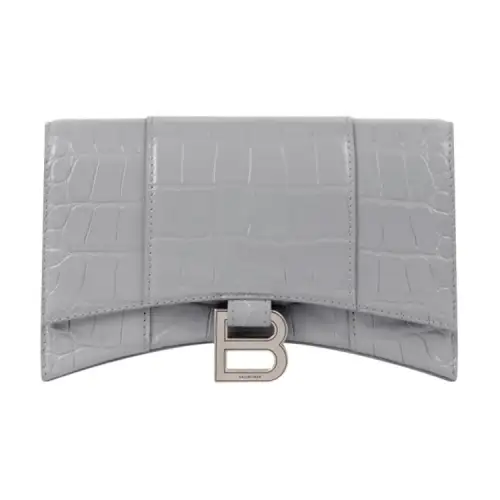 Balenciaga Hourglass Cow Leather Wallet Women's Gray
