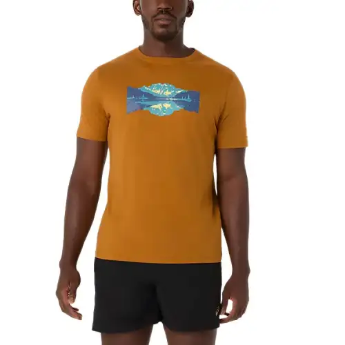 ASICS T Shirts Men's Yellow Crew Neck