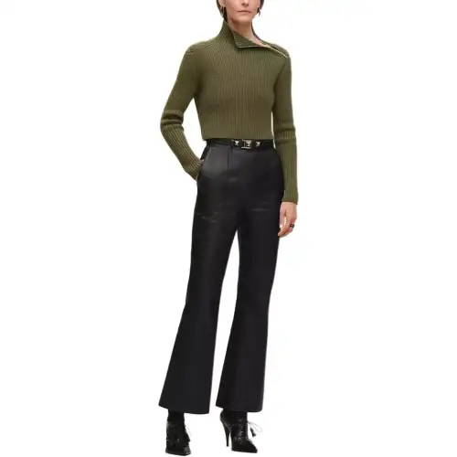 HERMES Sweaters Women's Dark Green Turtleneck Moderate Other