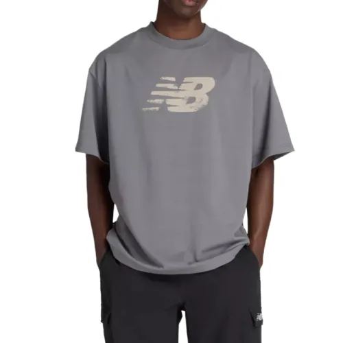New Balance T Shirts Men's Gray Crew Neck Moderate