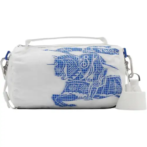 Burberry Extra Small Lightweight Ekd Duffle Bag White/Blue