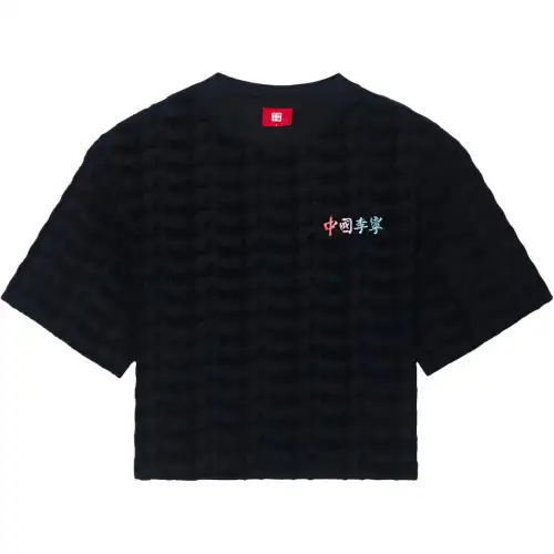 Li Ning Crop Tops Women's Black Crew Neck Moderate