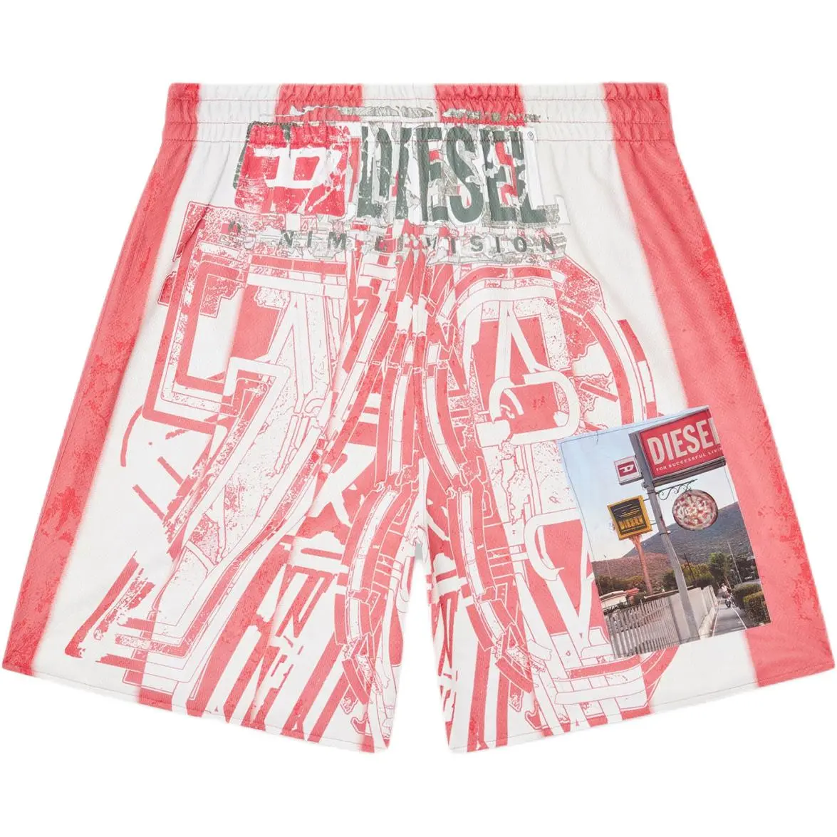 DIESEL P Kurt Photo Patches Graphic Printed Shorts