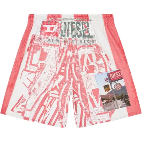 DIESEL P Kurt Photo Patches Graphic Printed Shorts