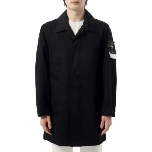 STONE ISLAND Trench Coats Men's Black Lapel Moderate