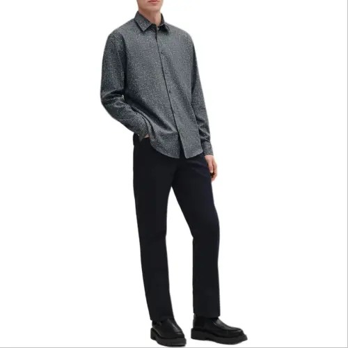 HERMES Shirts Men's Slate Color Lapel Moderate Other