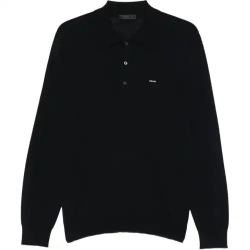 Prada Long-Sleeved Knitted Polo Shirt