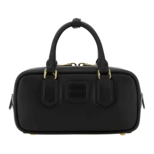 MIU MIU Arcadie Leather Bowling Bag, Handbag Women's Black