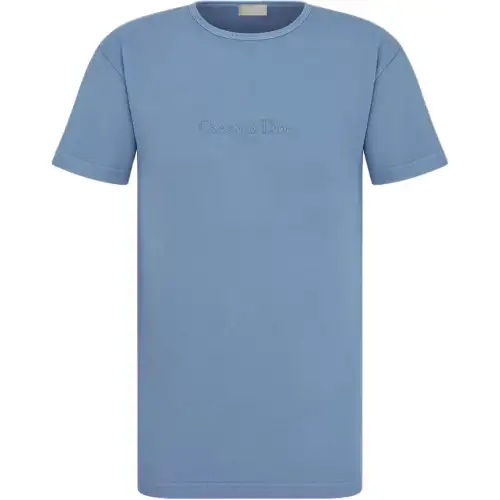 DIOR T Shirts Men's Blue Crew Neck Moderate