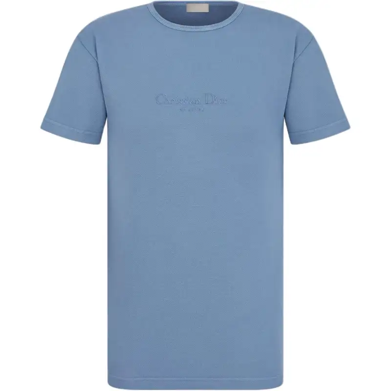 DIOR T Shirts Men's Blue Crew Neck Moderate