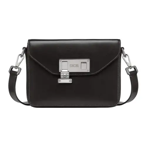 DIOR Lock Cow Leather Shoulder Bag, Crossbody Bag Men's Black