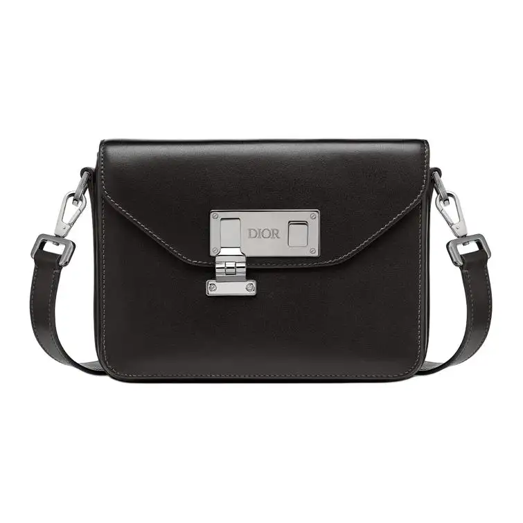 DIOR Lock Cow Leather Shoulder Bag, Crossbody Bag Men's Black
