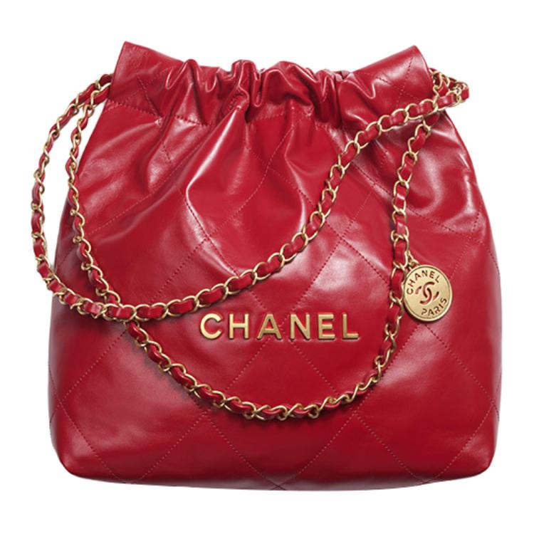 CHANEL 22Bag Smooth Finish Calfskin Tote Bag, Shopping Bag, Portable Crossbody Bag, Shoulder Bag Women's Red