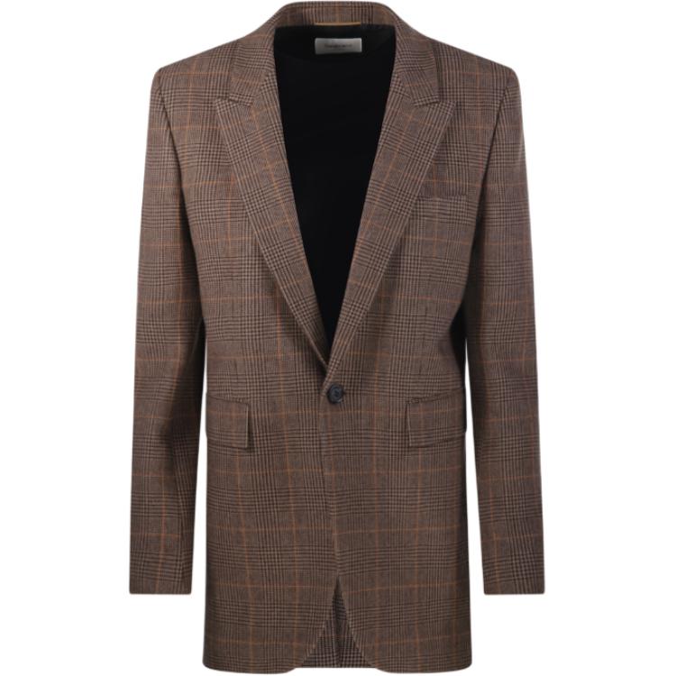 Saint Laurent Checked Single-Breasted Jacket