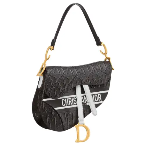 DIOR Saddle Cow Leather Handbag Women's Black