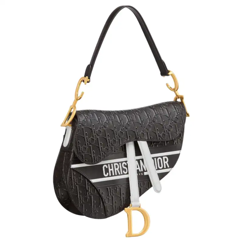 DIOR Saddle Cow Leather Handbag Women's Black