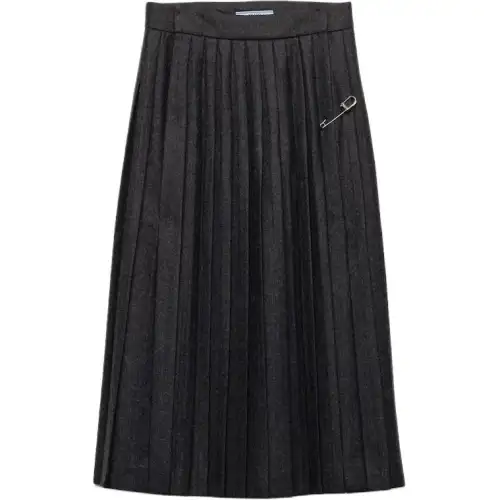 Prada pleated safety-pin midi skirt