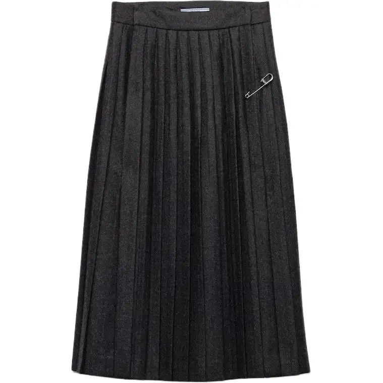 Prada pleated safety-pin midi skirt