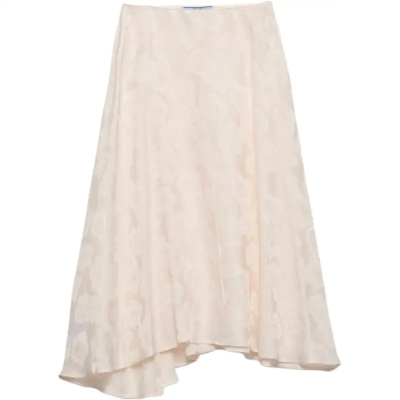Prada floral jacquard midi asymmetric skirt