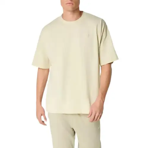 ASICS SPIRAL T Shirts Men's Oyster White Crew Neck