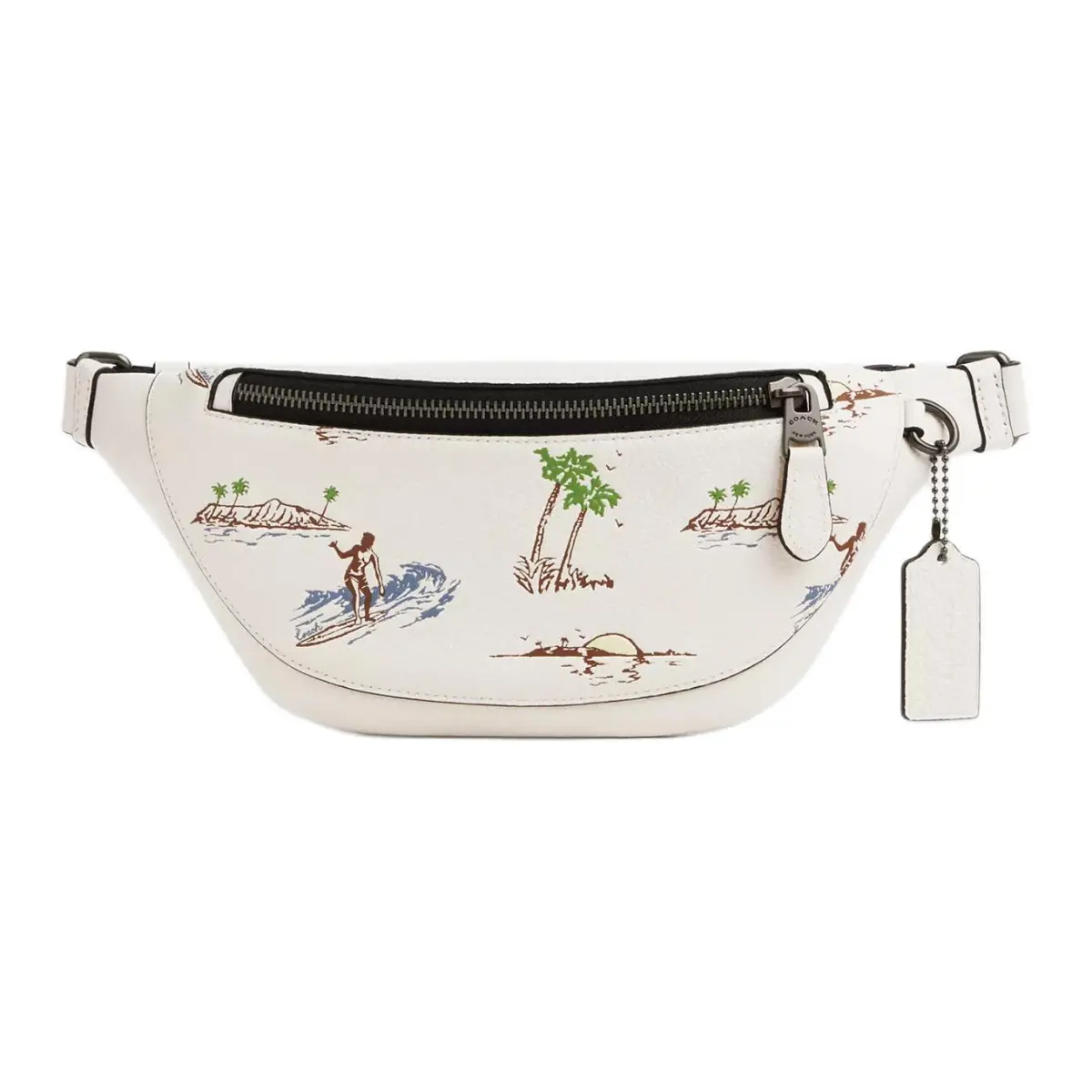 COACH Warren Pebbled Leather Sling Bag, Fanny Pack Large Unisex Lime Multicolor