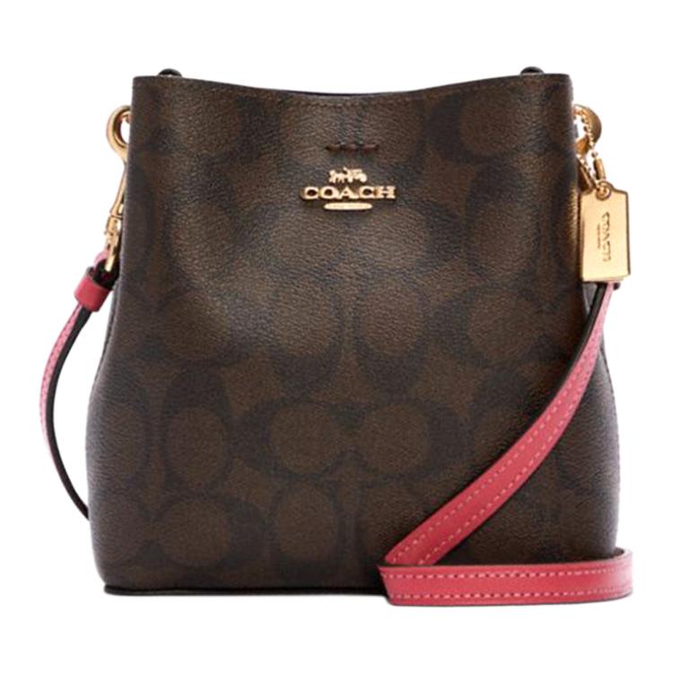 COACH Town Coated Canvas With Smooth Leather Bucket Bag, Shoulder Bag, Crossbody Bag Mini Women's