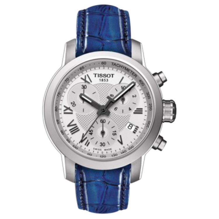 TISSOT PRC 200 Collection Quartz Movement Women's Watch 34mm White Dial Stainless Steel Case Leather Strap