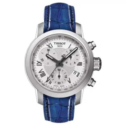 TISSOT PRC 200 Collection Quartz Movement Women's Watch 34mm White Dial Stainless Steel Case Leather Strap