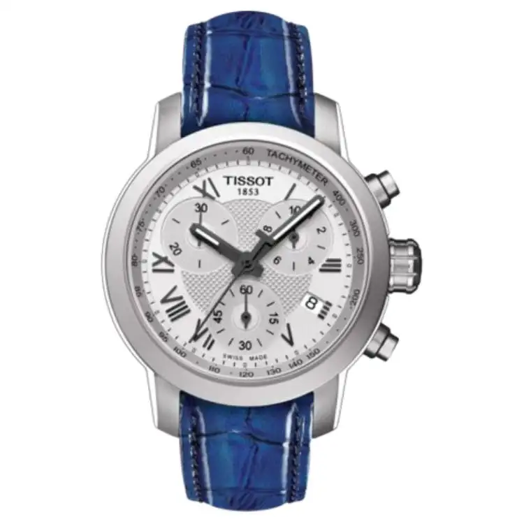 TISSOT PRC 200 Collection Quartz Movement Women's Watch 34mm White Dial Stainless Steel Case Leather Strap