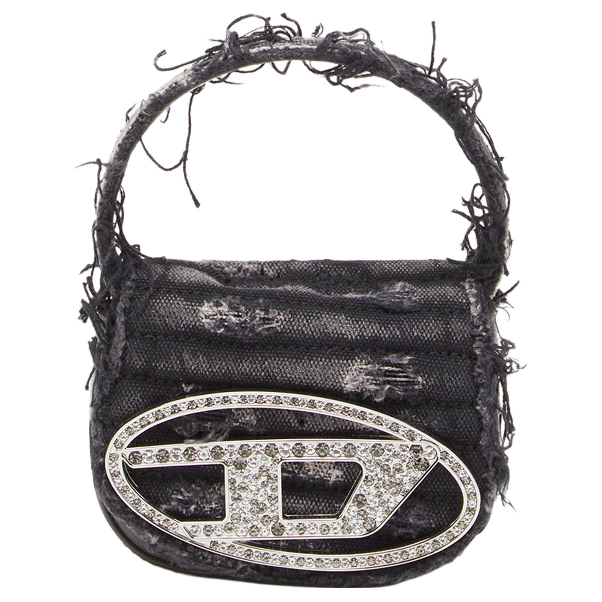 DIESEL Cow Leather With Fabric 1DR Bag, Crossbody Handbag, Shoulder Bag Mini Women's Black