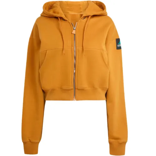 Adidas Originals zip-up logo-patch hoodie