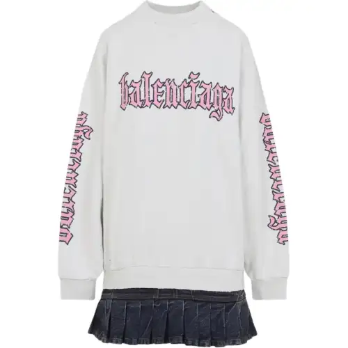 Balenciaga Logo Printed Sweatshirt Dress