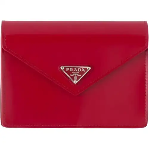 PRADA Leather Storage Bag Unisex Scarlet