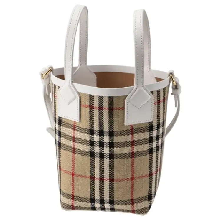 Burberry Cow Leather Tote Bag, Shopping Bag, Shoulder Bag, Crossbody Bag, Handbag Women's White/Beige