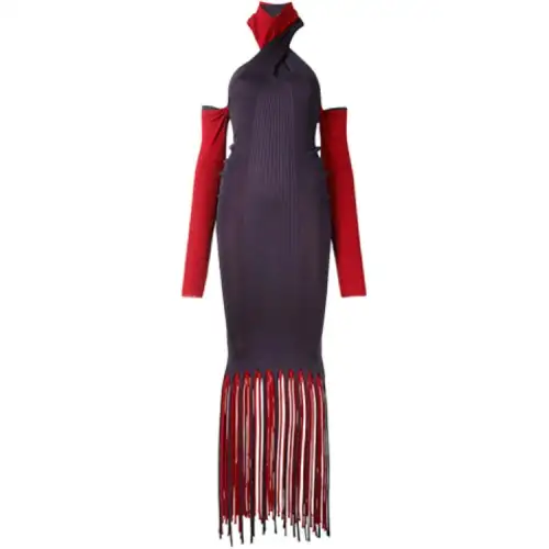 Bottega Veneta Long Sleeved Dresses Women's Purple Stand Collar Moderate