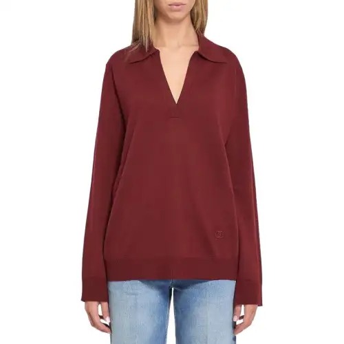Gucci Logo Embroidered Long-Sleeve Knit Polo Shirt