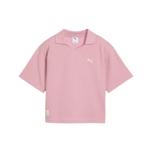 PUMA Polo Shirts Women's Pink Polo Collar Moderate Straight Fit