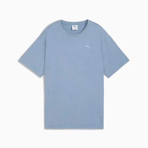 PUMA Elevated T Shirts Women's Blue Crew Neck Moderate
