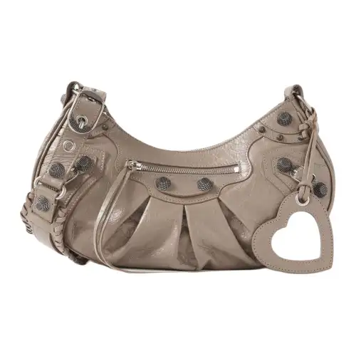 Balenciaga Le Cagole Lambskin One Shoulder Handbag, Crossbody Bag Small Women's Lotus Gray