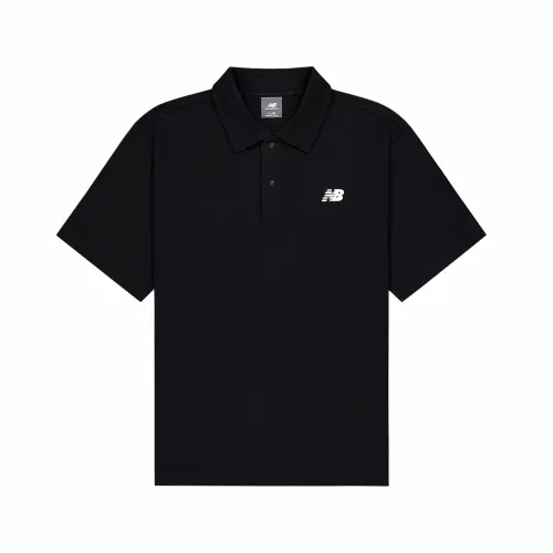 New Balance Polo Shirts Men's Black Lapel Moderate Straight Fit