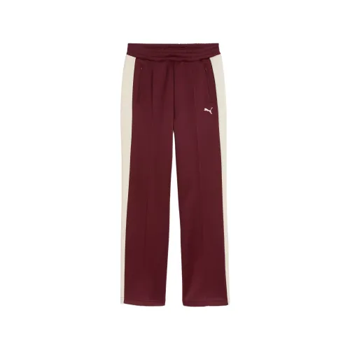 PUMA T7 Casual Pants Women's Burgundy Moderate Straight Fit Pants