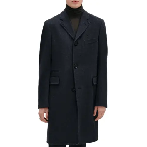 HERMES Coats Men's Navy Lapel Moderate Straight Fit