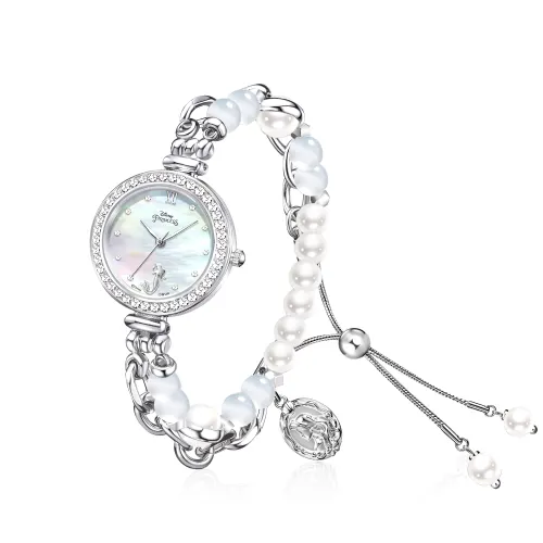 Disney Disney, bracelet pearl, design universal stone inlay with zircon, sophisticated quartz gift box, watch strap stainless steel, women's watch, waterproof dial, light luxury style, quartz mechanism