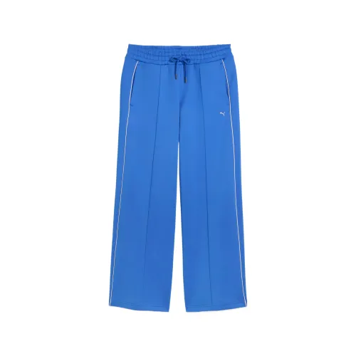 PUMA T7 Casual Pants Women's Blue Moderate Straight Fit Pants