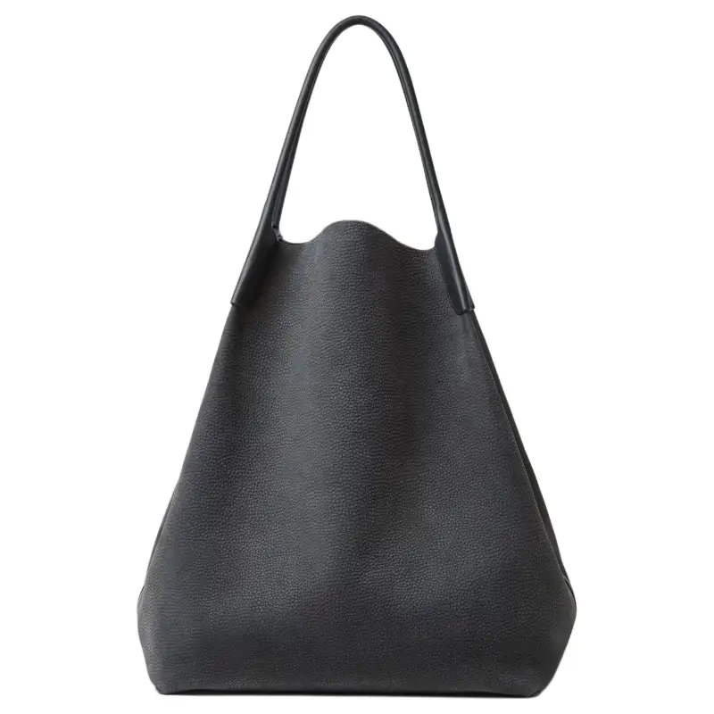 Loro Piana Extra Bale solid color large capacity double base calfskin half moon bag handbag extra large men's teal