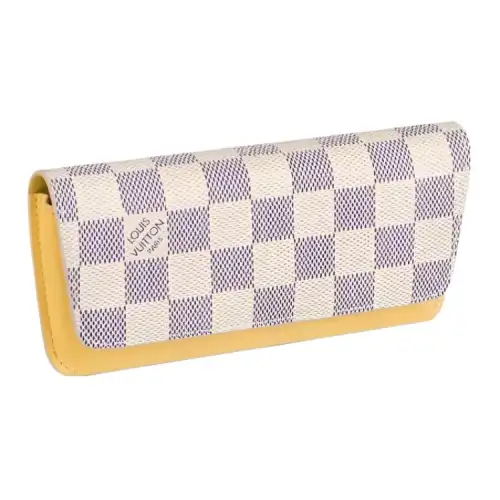 LOUIS VUITTON Canvas With Leather Eyeglass Pouch Women's Sky Blue Spelled Beige