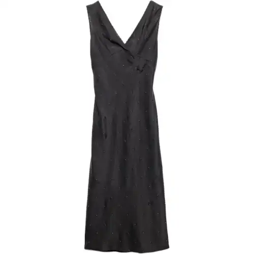 PRADA Sleeveless Dresses Women's Black V Neck Moderate Mid Length